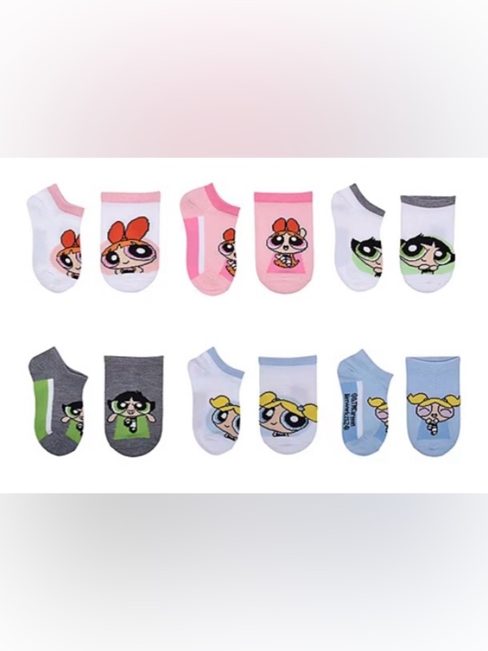 POWERPUFF GIRLS Little & Big Kid Girls 6 Pair  No Show Socks SZ. 4/6